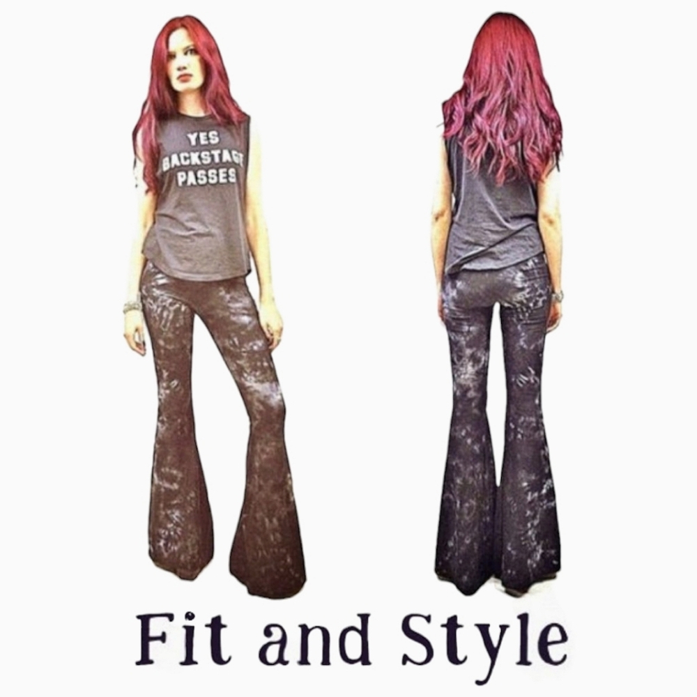High Waisted Tie Dyed Bell Bottoms Colorful Tie Dye Festival Flares XS S M L XL - Picture 9 of 9